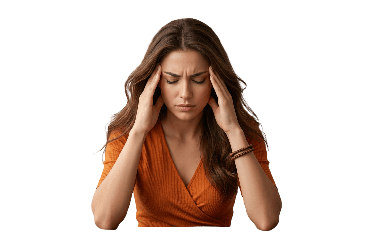 Person overwhelmed by too many thoughts